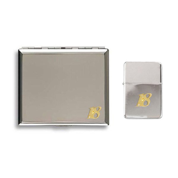 18th anniversary birthday celebration polished chrome cigarette case and stormproof petrol lighter