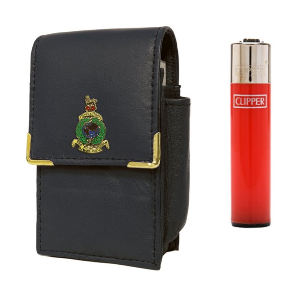 Royal Marines cigarette packet holder with Clipper gas lighter