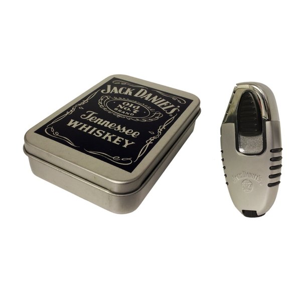 Jack Daniel's tobacco tin and electronic gas lighter