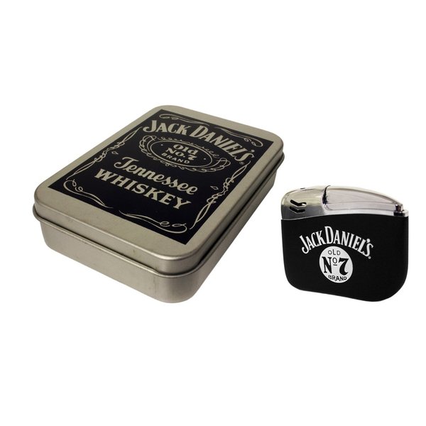 Jack Daniel's tobacco tin and electronic gas lighter