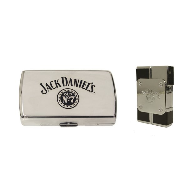 Jack Daniel's mini cigarette case and square electronic gas lighter